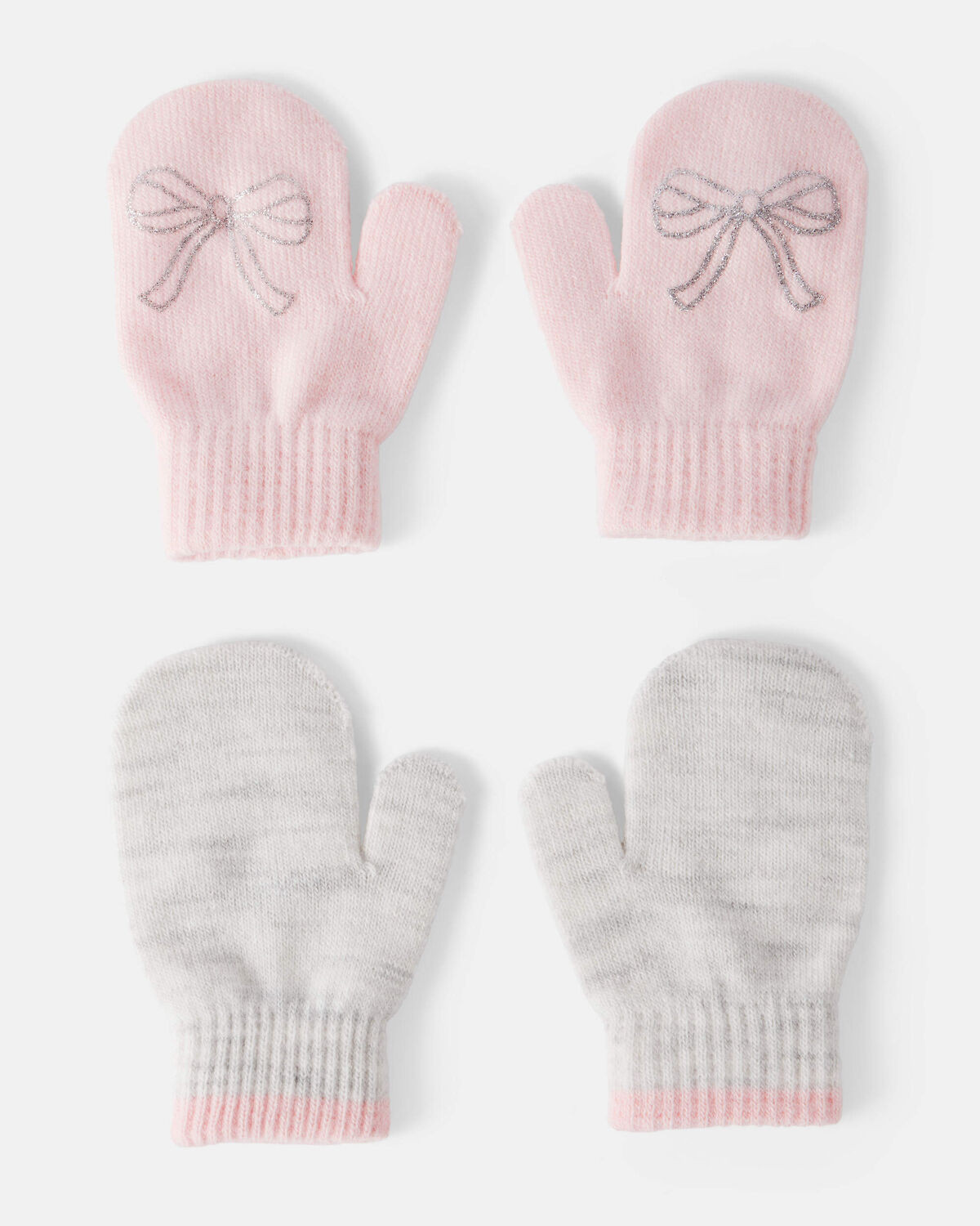 Toddler Girl 2-Pack Bow Winter Mittens - Pink/Grey | Carter's Inc
