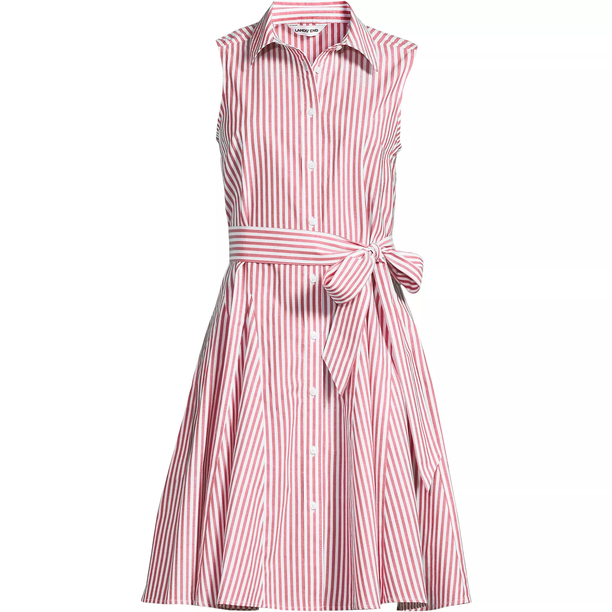 Women's Poplin Button Front Dress with Godets | Lands' End (US)