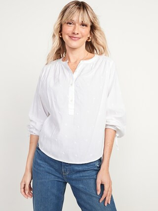 Elbow-Sleeve Embroidered Blouse for Women | Old Navy (US)