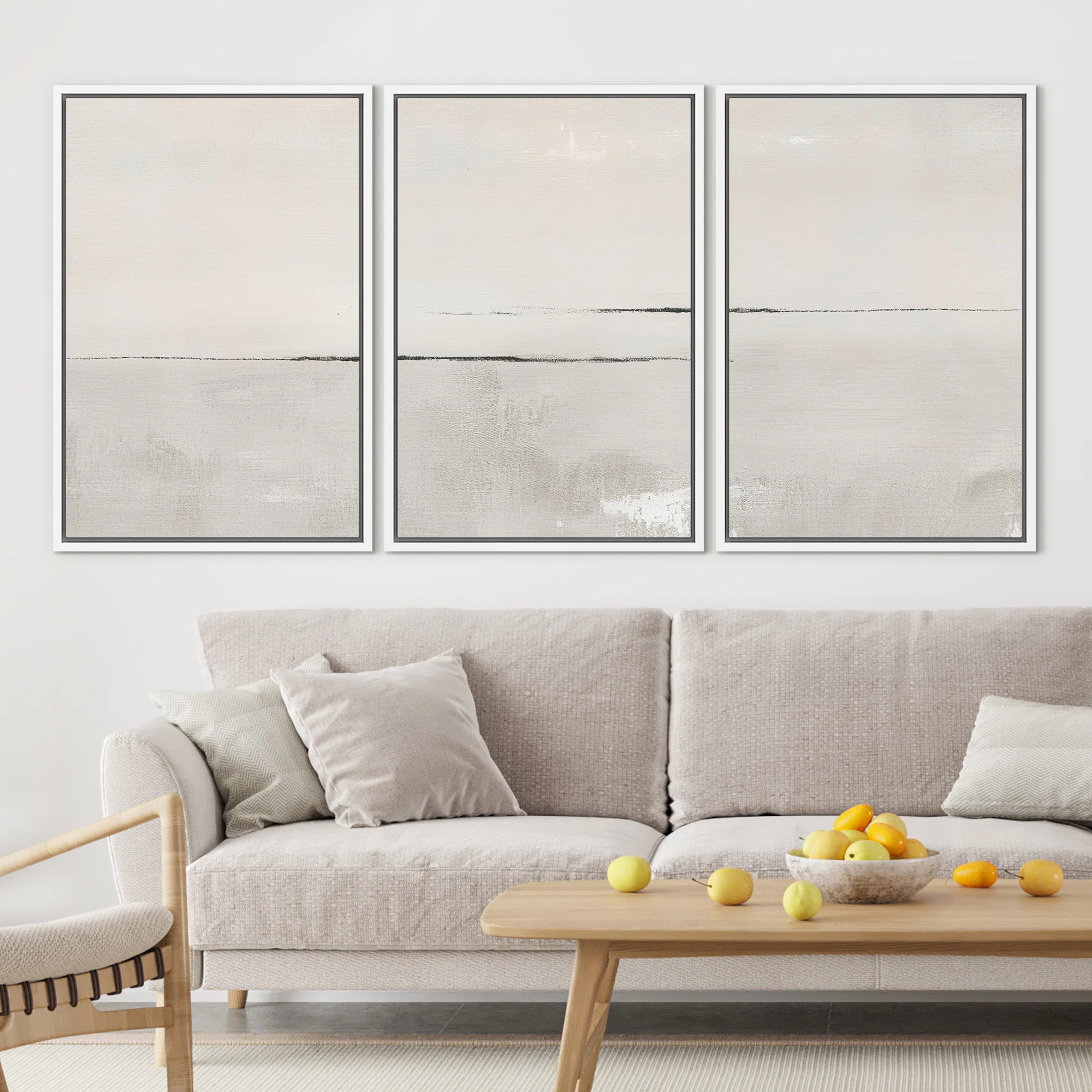 SIGNLEADER Framed Canvas Print Wall Art Set Grey Duotone Pastel Watercolor Landscape Shapes Abstr... | Wayfair North America