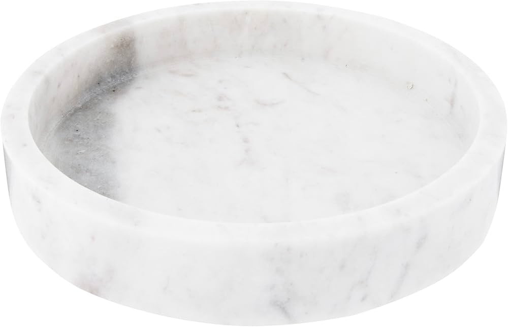 Creative Co-Op Minimalist Round Carved Marble Tray or Charcuterie Board, White | Amazon (US)