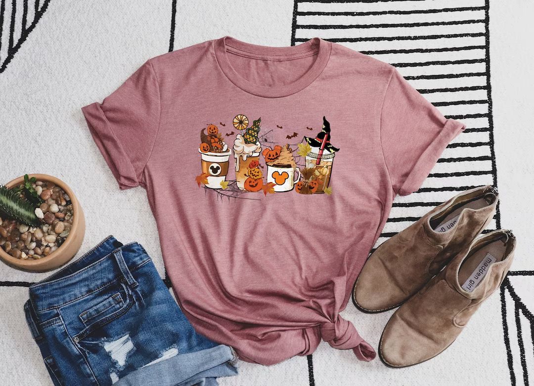 Mickey Halloween Coffee Latte Shirt, Halloween Coffee Shirt, Fall T-Shirt, Pumpkin Spice Latte, D... | Etsy (US)