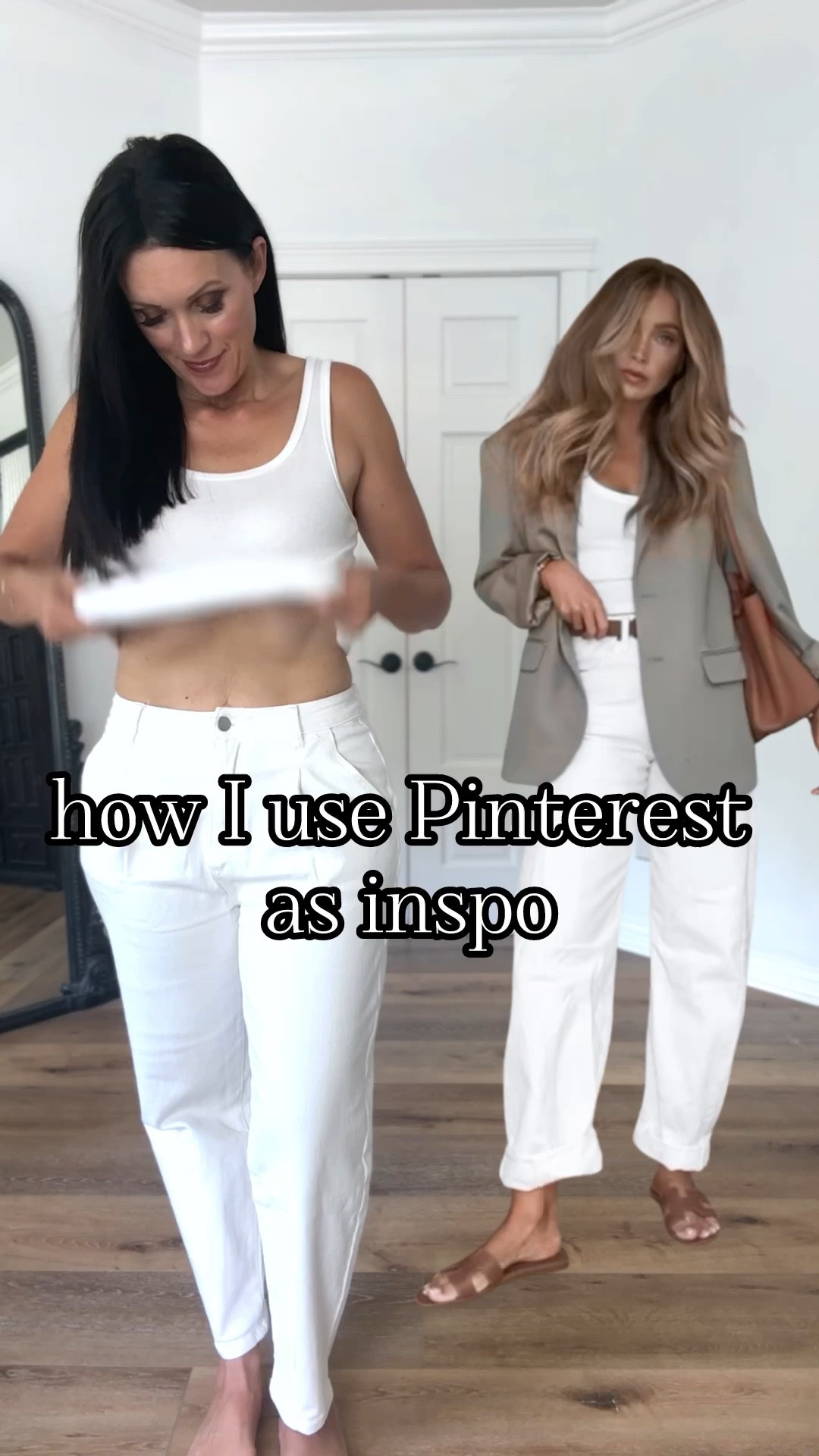 How I use Pinterest inspo to create an outfit. Sizing: Jeans-Amazon, sized up for a looser fit Tank-Target, small Blazer-H&M, medium. Linked similar Sandals-Sam Edelman Bay slides, run TTS 

Summer outfit | oversized blazer | wide leg jeans | white jeans | casual outfit | elevated casual


#LTKStyleTip #LTKOver40 #LTKFindsUnder50