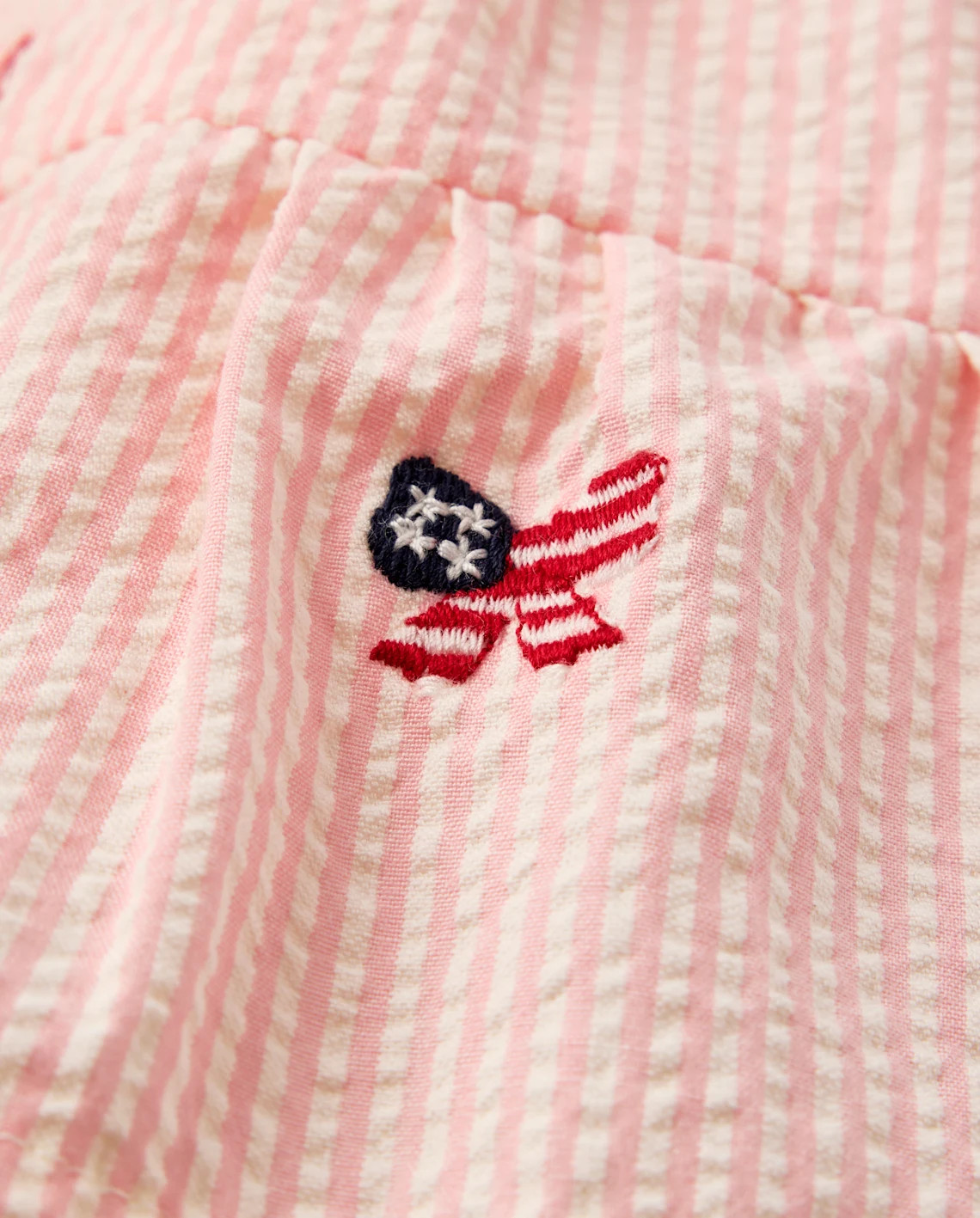 Baby Girls Sleeveless Embroidered Flag Seersucker Tiered Dress - Nantucket Charm - CREAM | Gymbor... | Gymboree