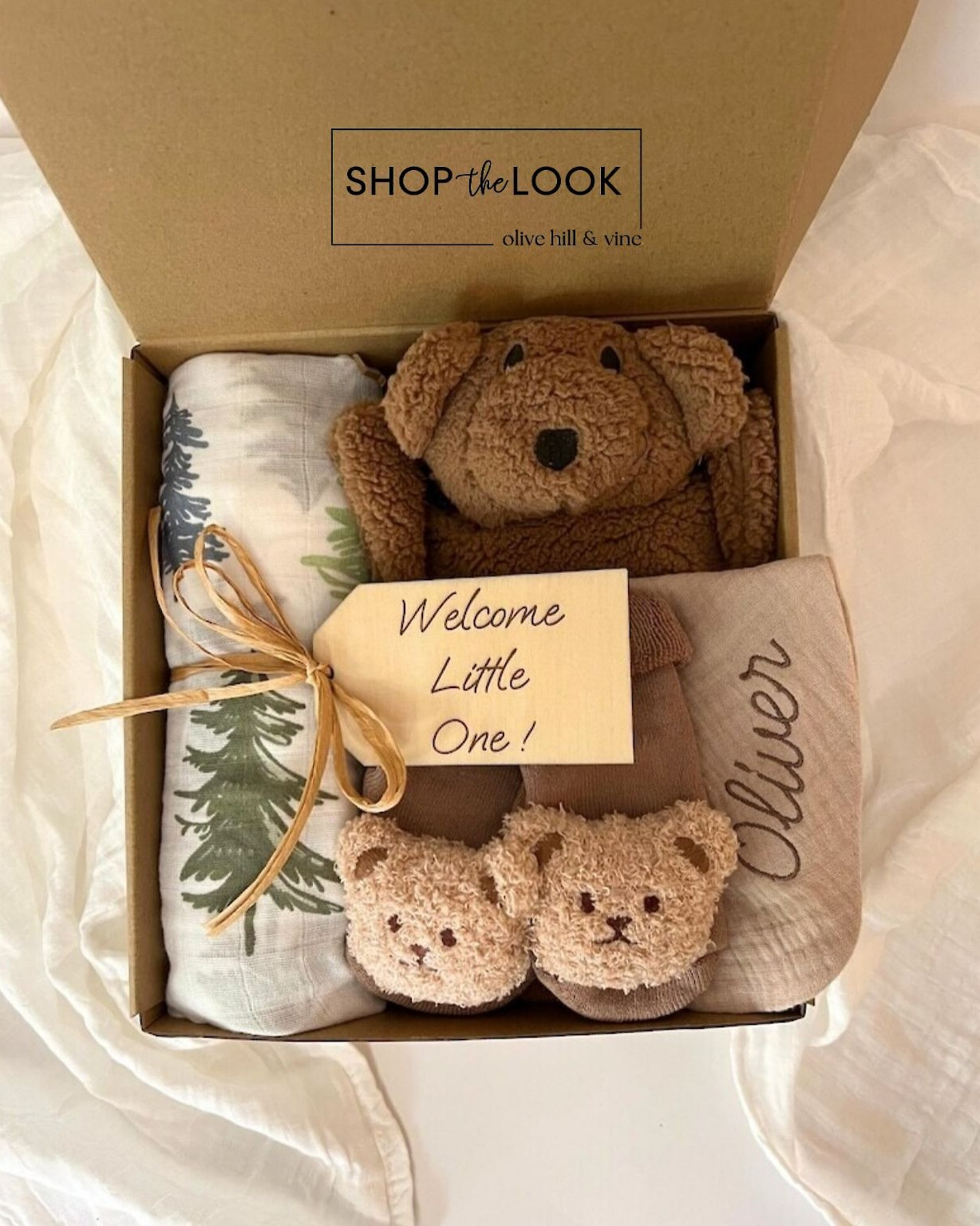Gift prep? Handled. This curated set includes a bear + pine tree swaddle, organic muslin bib (with optional embroidery), squishy bear lovey, plush bear socks, and a custom wood tag. Thoughtful and adorable.  

 

#LTKHome #LTKBaby #LTKBump