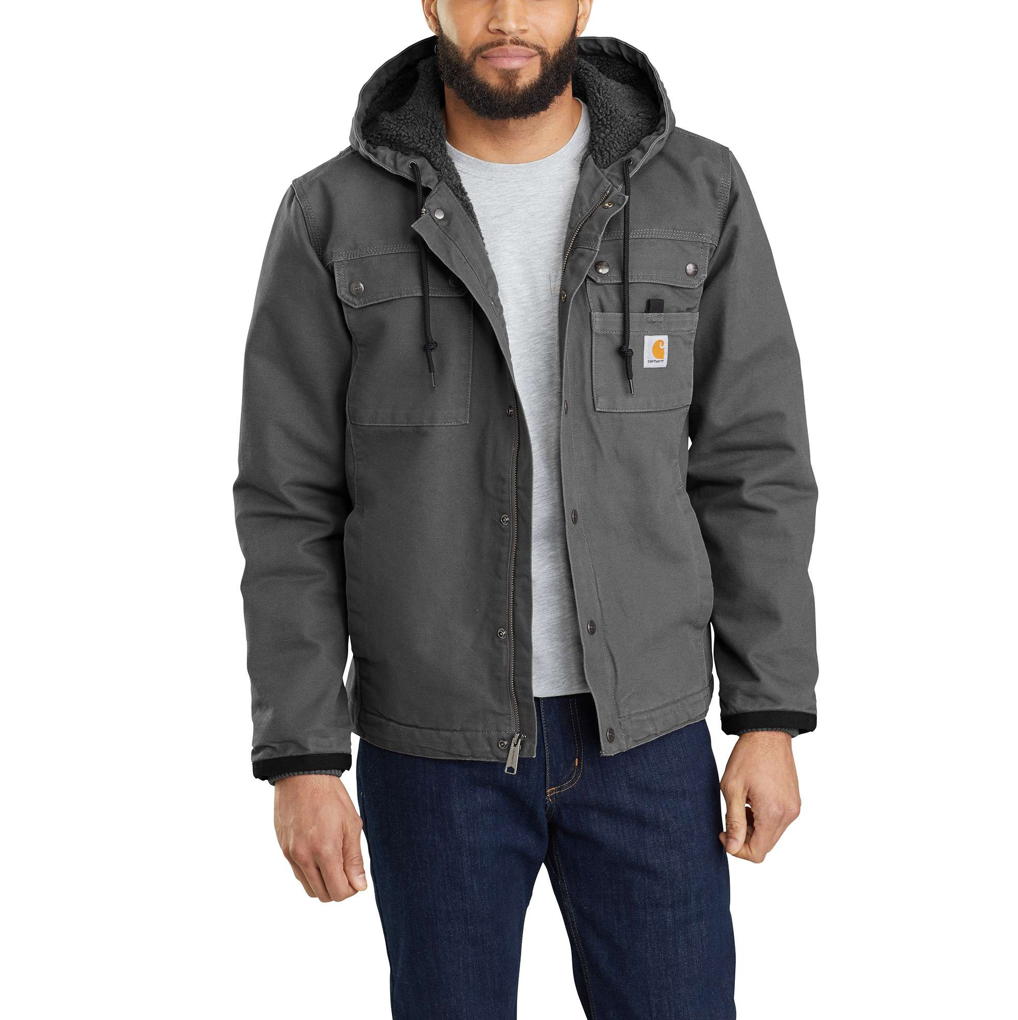 Carhartt Men's Gravel Medium Weight Woven Hooded Insulated Work Jacket (Large) Cotton in Gray | 103826-GVLL | Lowe's
