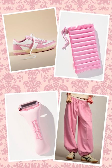 Pink comfy plus size joggers, sneakers and self care ice roller 

#LTKplussize #LTKbeauty