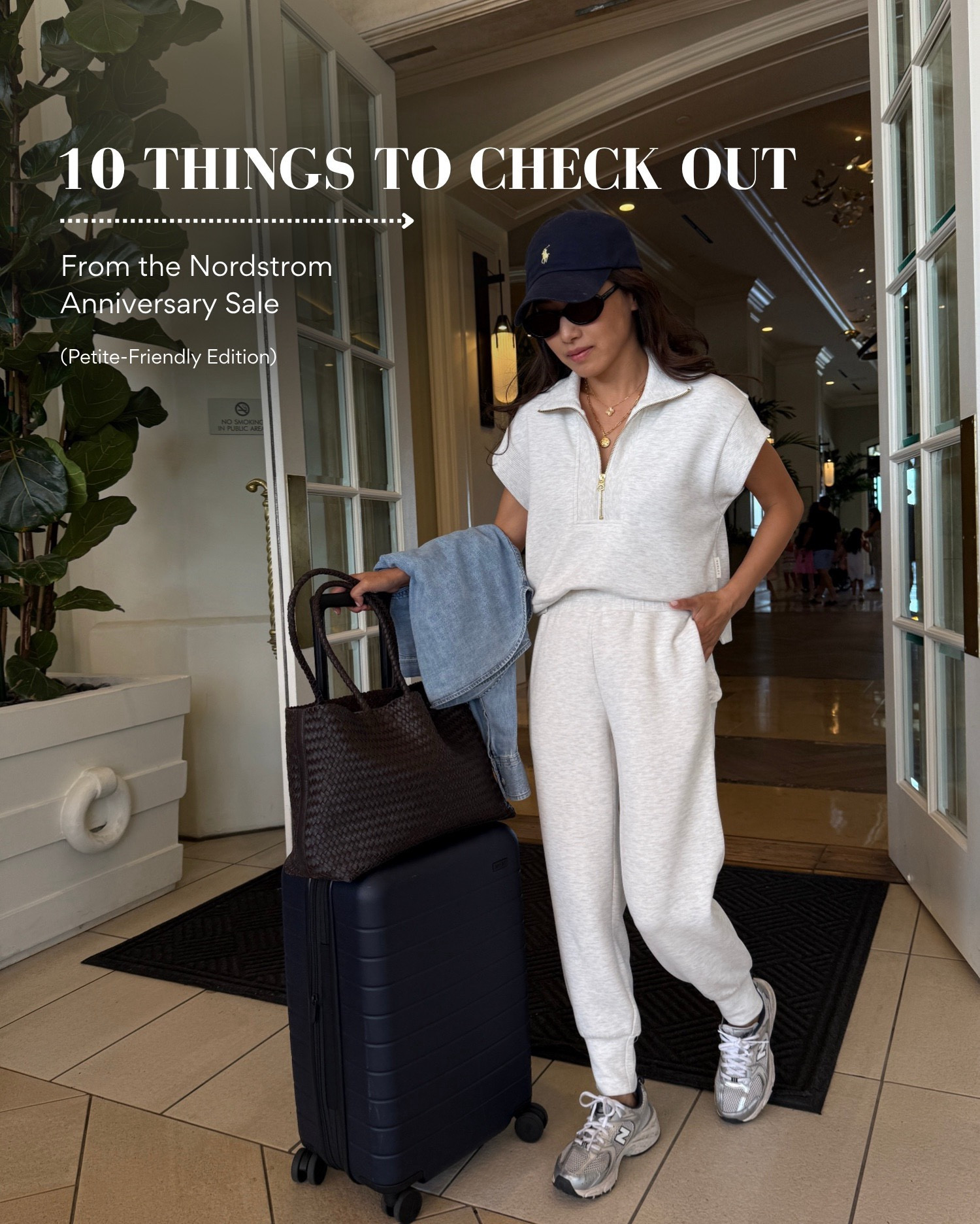 Swipe right! Pic 1: Travel outfit Varley top XXS, 25” joggers XXS (not on sale)
Also own the shorts linked in XXS, this size goes fast! Aritzia denim crop shirt XXS
New Balance sneakers big kids 3.5 = women’s 5
Away suitcase, larger spinner, on sale in other colors
Madewell woven tote bag

Pic 2: Allsaints suede tote bag also in leather, room capacity

Pic 3: Barefoot dreams cardigan XS, plusher and thicker style than prior year versions

Pic 4: Same cardigan in gray XS, Madewell jeans 24 Petite, mango loafers 5

Pic 5: barely their lightweight and seamless underwear, one size fits all. I only do the high rise ones

Pic 6: Coach bag with 2 detachable straps that can be worn multiple ways including like a clutch. Nice quality pebbled leather 

Pic 7: Petite friendly designer jeans from AG Saige crop style, I take size 24. If between sizes, id size up. Trying on with oversized chunky Faherty cotton blend stripe sweater XS (would need XXS) 

Pic 8: Fingers crossed for these tall leather riding boots! Ordered in 5.5 and waiting for mine to arrive.

Pic 9: Vince coatigan, a splurge item. Thick and plush but also drapes. Trying on XS, would need XXS because it runs oversized.

Pic 10: New Balance sneakers, I wear women’s 5 or Big Kids 3.5 in the bottom two styles. Kids is also on sale too

#nsale Nordstrom anniversary sale petite picks

#LTKTravel #LTKPetite #LTKFindsUnder100