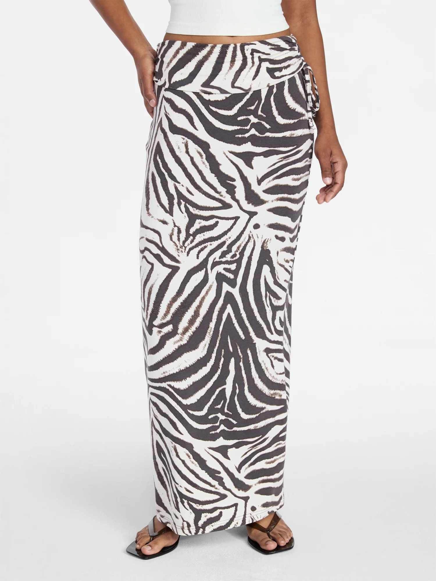 No Boundaries Knit Foldover Maxi Skirt with Side Tie, Women's & Women's Plus XXS-4X | Walmart (US)