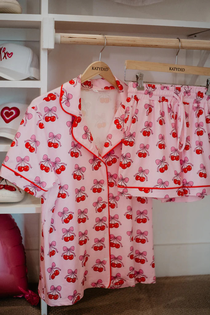 Cherry Bow Repeat Two Piece PJ Set | Katydid.com