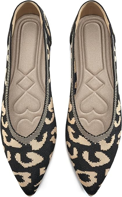 HARENCE Women's Flats Ballet Shoes: Comfortable Pointed Toe Soft Knit Flat Casual Slip On Work Dr... | Amazon (US)