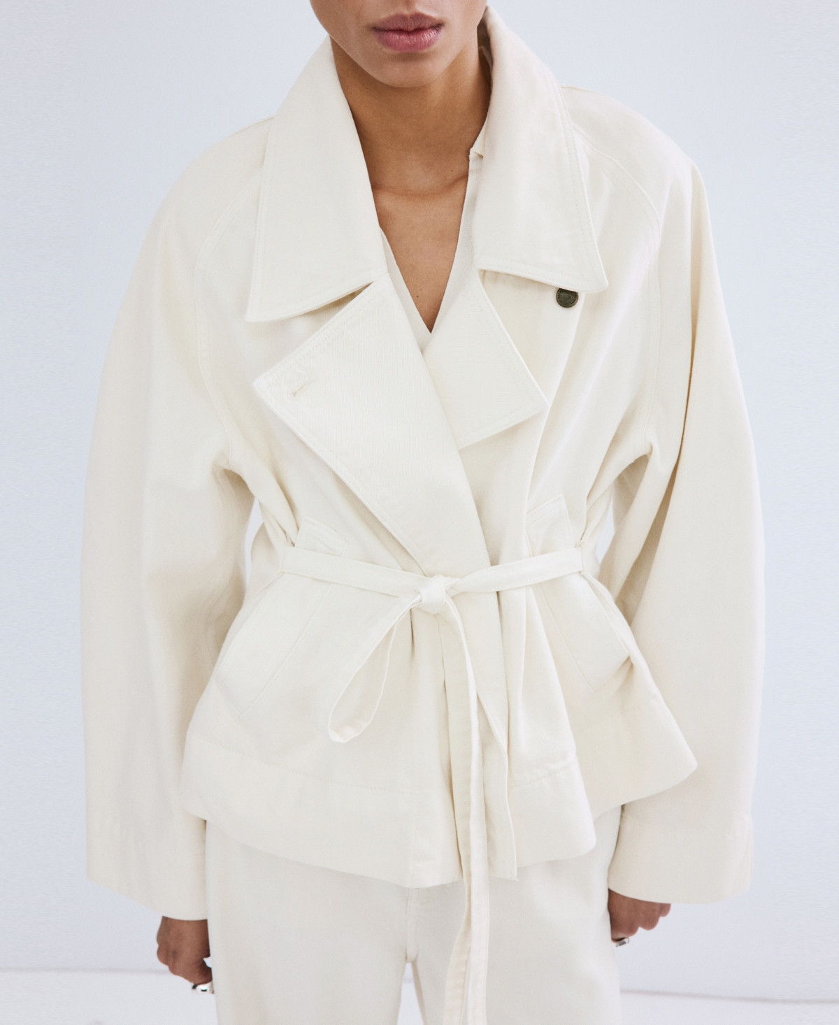 Mango Women's Belted Denim Trench Coat - Off White | Macy's