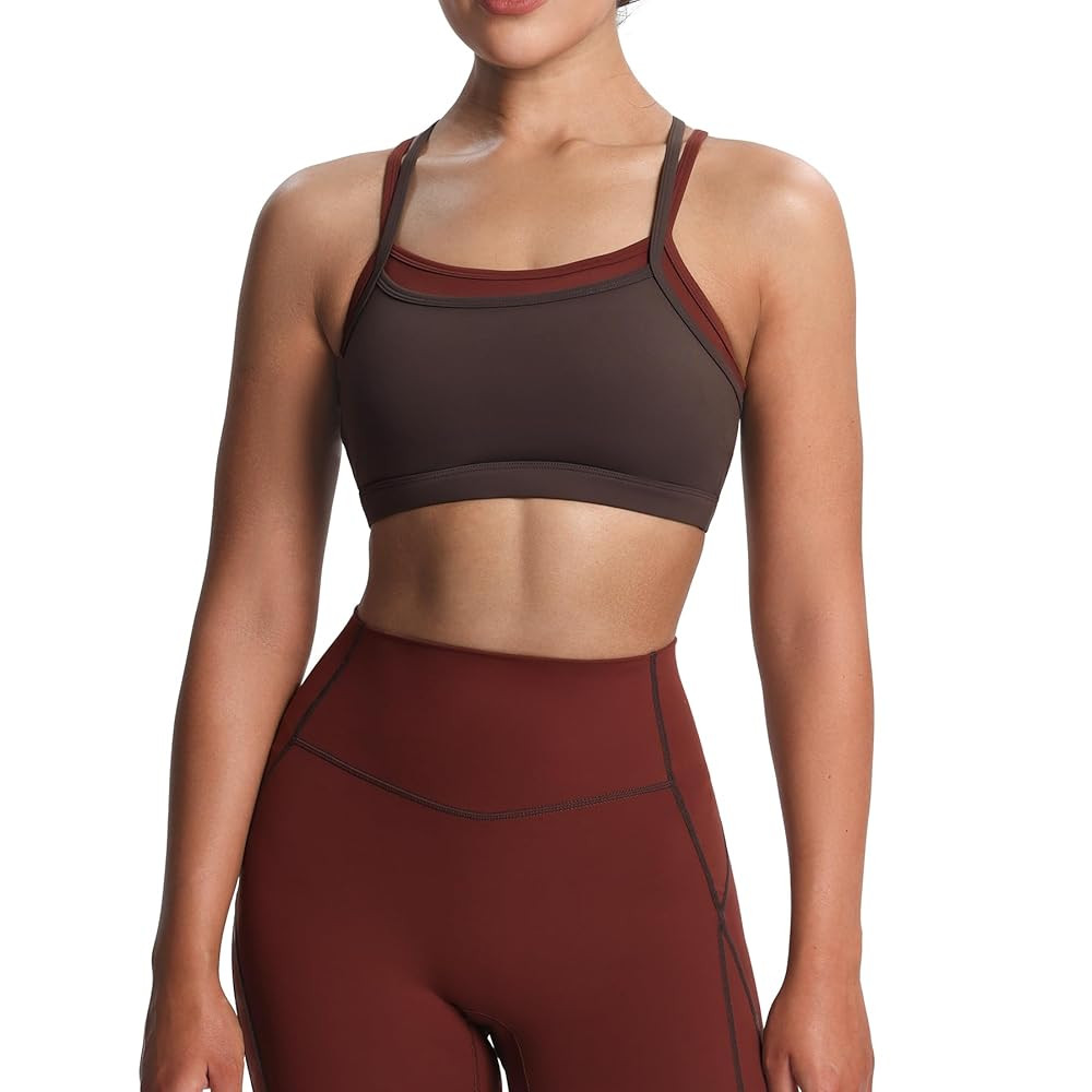 Aoxjox Women's Workout Sports Bras Takes Two Bra High Impact Training Fitness Running Yoga Crop T... | Amazon (US)