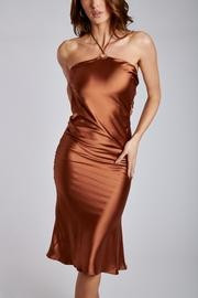 Ivana Satin Halter Midi Dress- Chocolate | MESHKI US