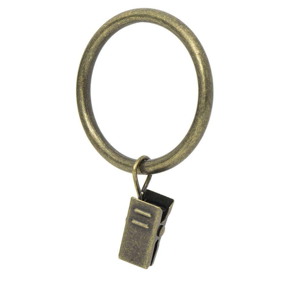 Ivilon Drapery Curtain Clip Rings - Clips Ring for Curtain Panels 1.7", Set of 14 - Antique Brass | Amazon (US)
