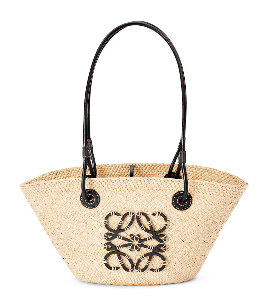 x Paula’s Ibiza Small Woven Anagram Basket Bag | Harrods