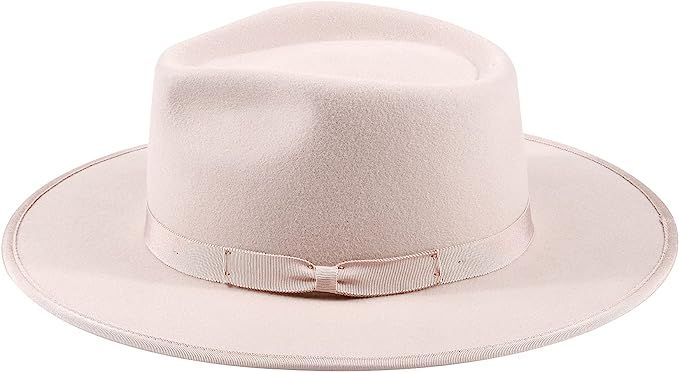 Classic Fedora Hat 100% Wool Felt Hat Retro Wide Brim Panama Hat with Adjustable Washed Cotton Sw... | Amazon (US)