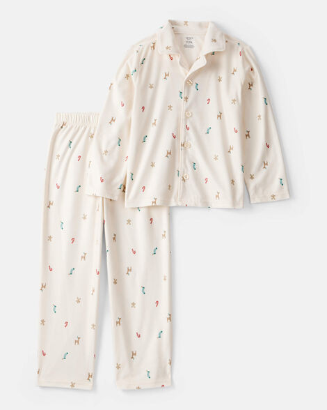 Kid Mini Christmas Long-Sleeve Loose Fit 2-Piece Pajamas - White - Carter's | Carter's | Carter's Inc