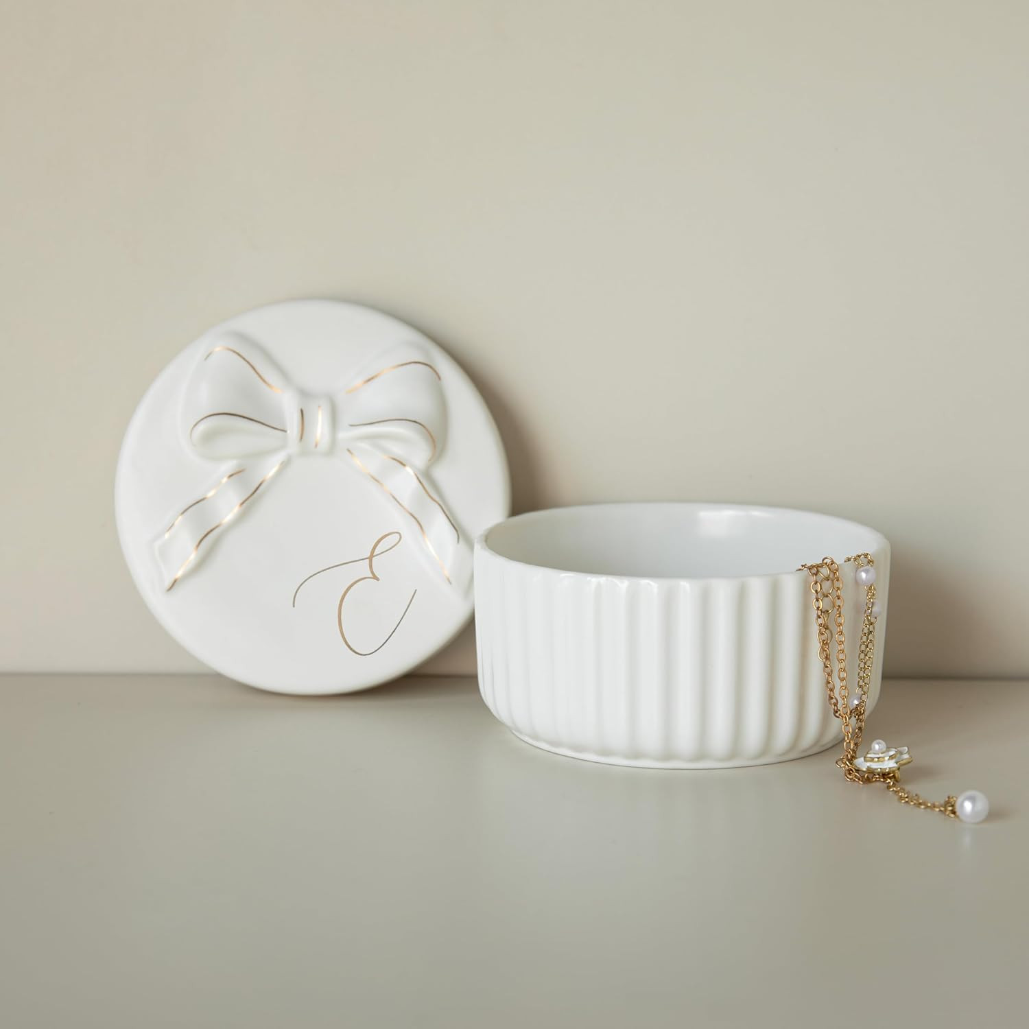 COLLECTIVE HOME - Monogram Jewelry Box with Bow, Christmas Gift Ideas for Women, Small Gift for G... | Amazon (US)