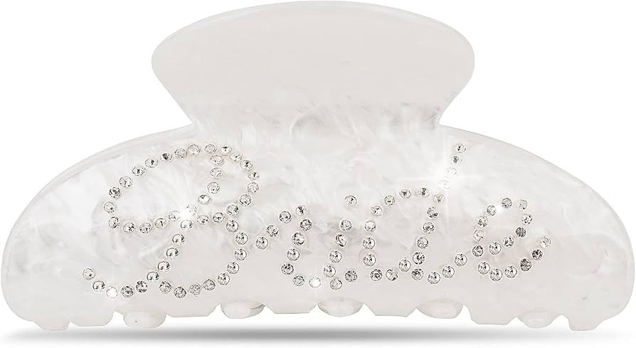 Bride Hair Claw Clip Bride Acrylic Hair Clip Wedding Gift for Bride Hair Decorations White Double... | Amazon (US)