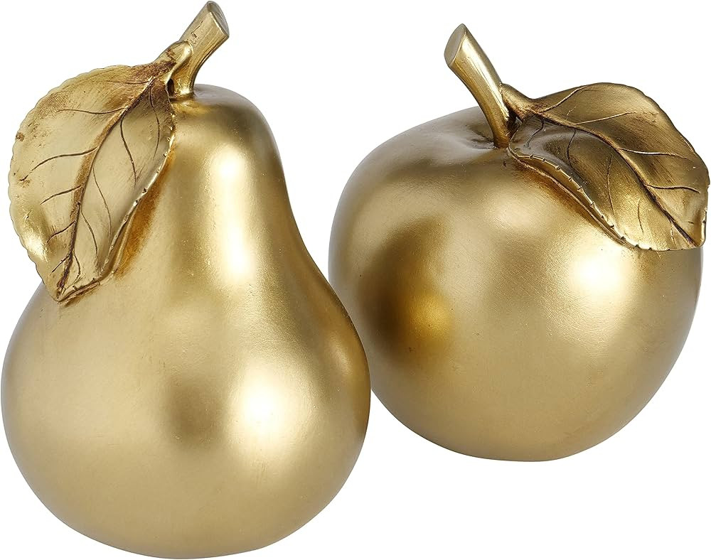 WHW Whole House Worlds Crosby Street Apple and Pear Set, Handcrafted, Gold, Metallic, Cast Polyre... | Amazon (US)