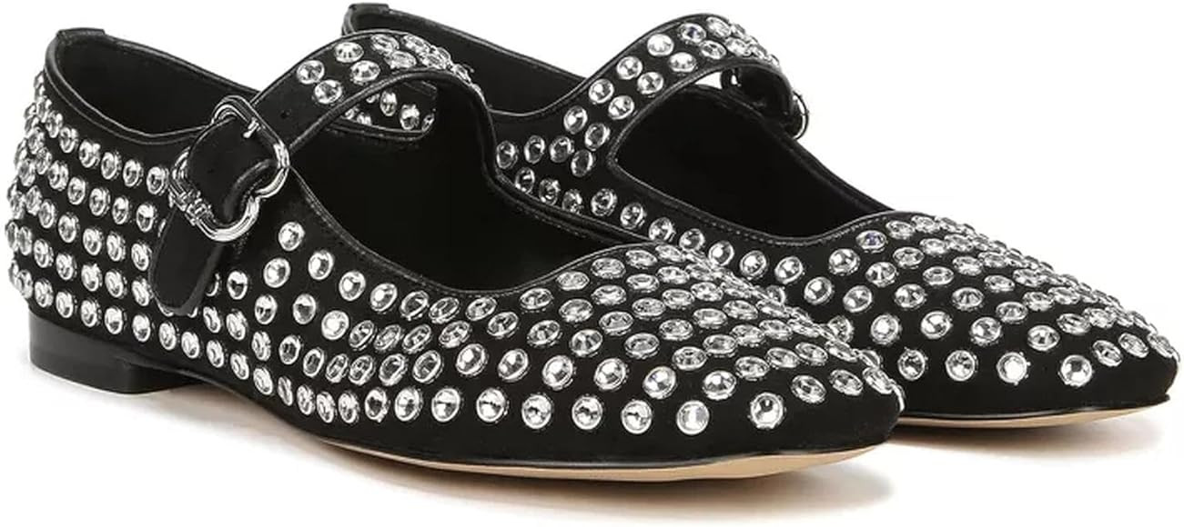 Rhinestone Ballet Flats for Women Sparkly Flats Comfortable Mesh Round Toe Ballerina Shoes in Cas... | Amazon (US)