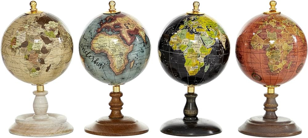 Deco 79 Metal Small Globe, Set of 4 4"W, 7"H, Multi Colored | Amazon (US)