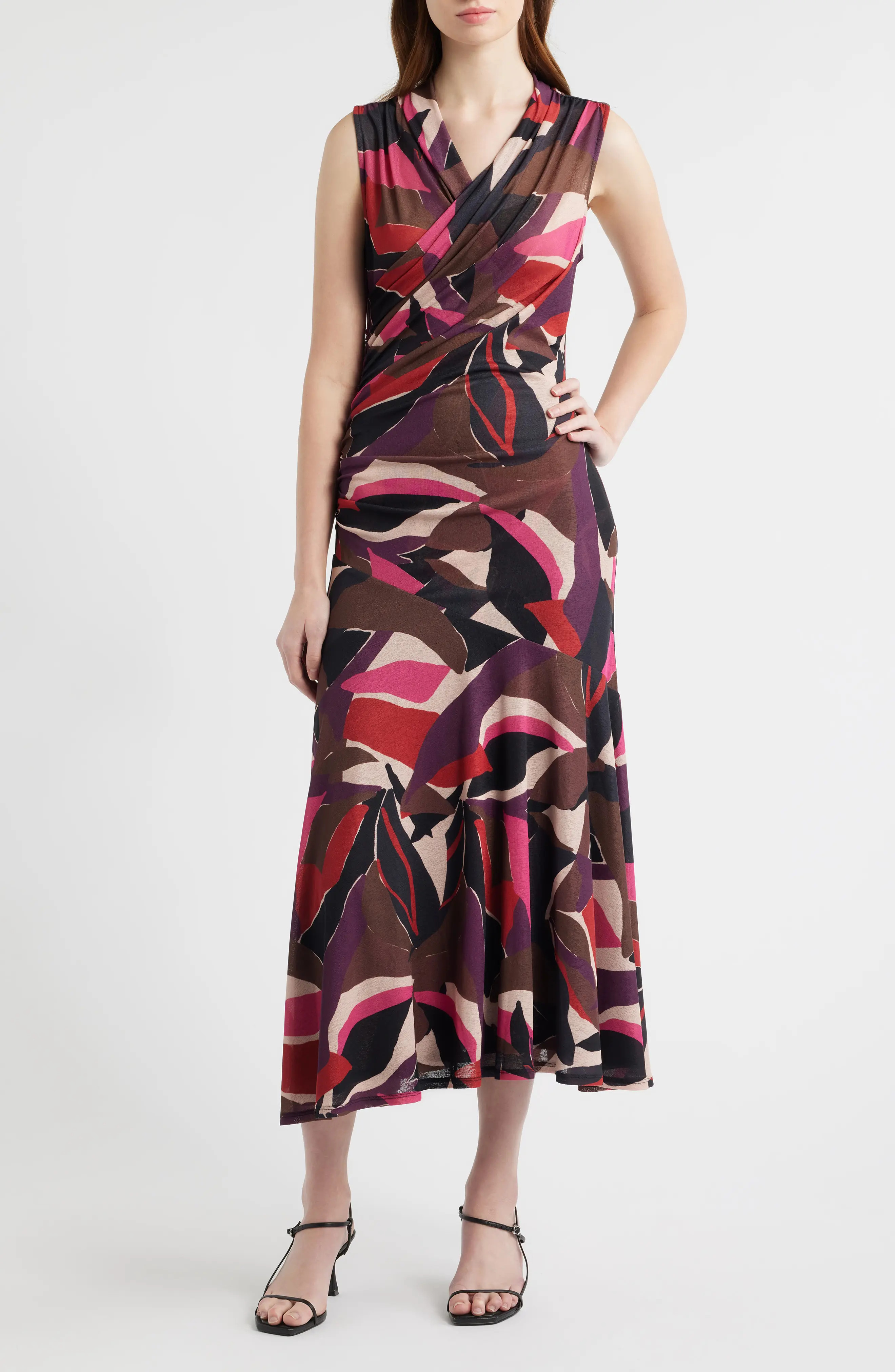 Rails Vanya Abstract Print Faux Wrap Midi Dress in Paradise at Nordstrom Rack, Size Large | Nordstrom Rack