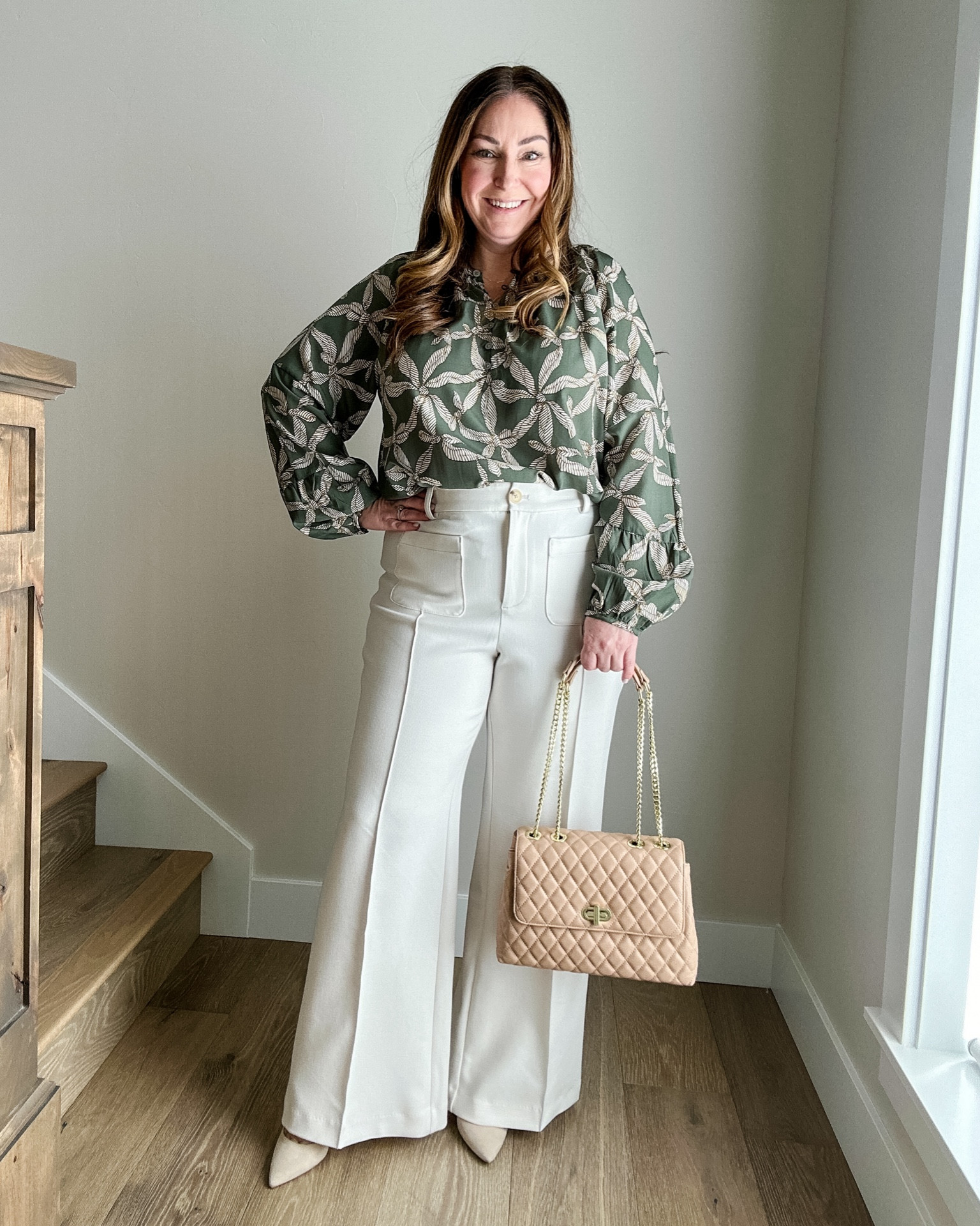 Spring Workwear 

Fit tips: pants size up if inbetween wearing 14R but have some room, blouse tts, L


Spring fashion Workwear fashion  Neutral purse Workwear styling Spring style white pants 

#LTKSeasonal #LTKmidsize #LTKworkwear