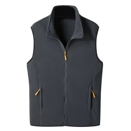 Yubnlvae coats for men Men s Winter Fleece Casual Vest Zipper Stand Collar Solid Jacket With Pockets | Walmart (US)