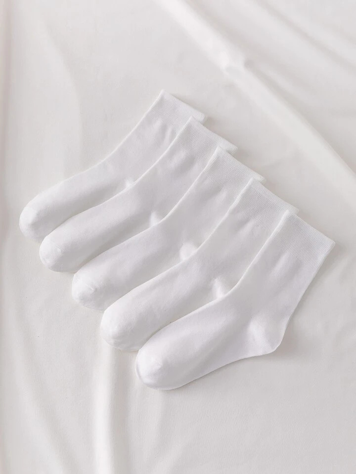 5pairs Solid Crew Socks | SHEIN