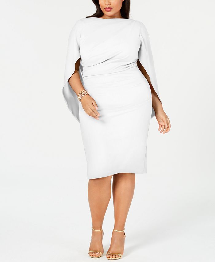 Betsy & Adam Plus Size Ruched Cape Dress & Reviews - Dresses - Women - Macy's | Macys (US)