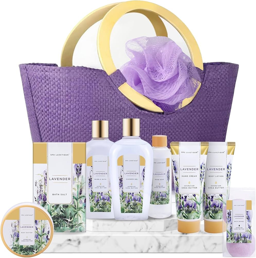 spa luxetique Gift Baskets for Women, Spa Gifts for Women - 10pcs Lavender Bath and Body Sets wit... | Amazon (US)