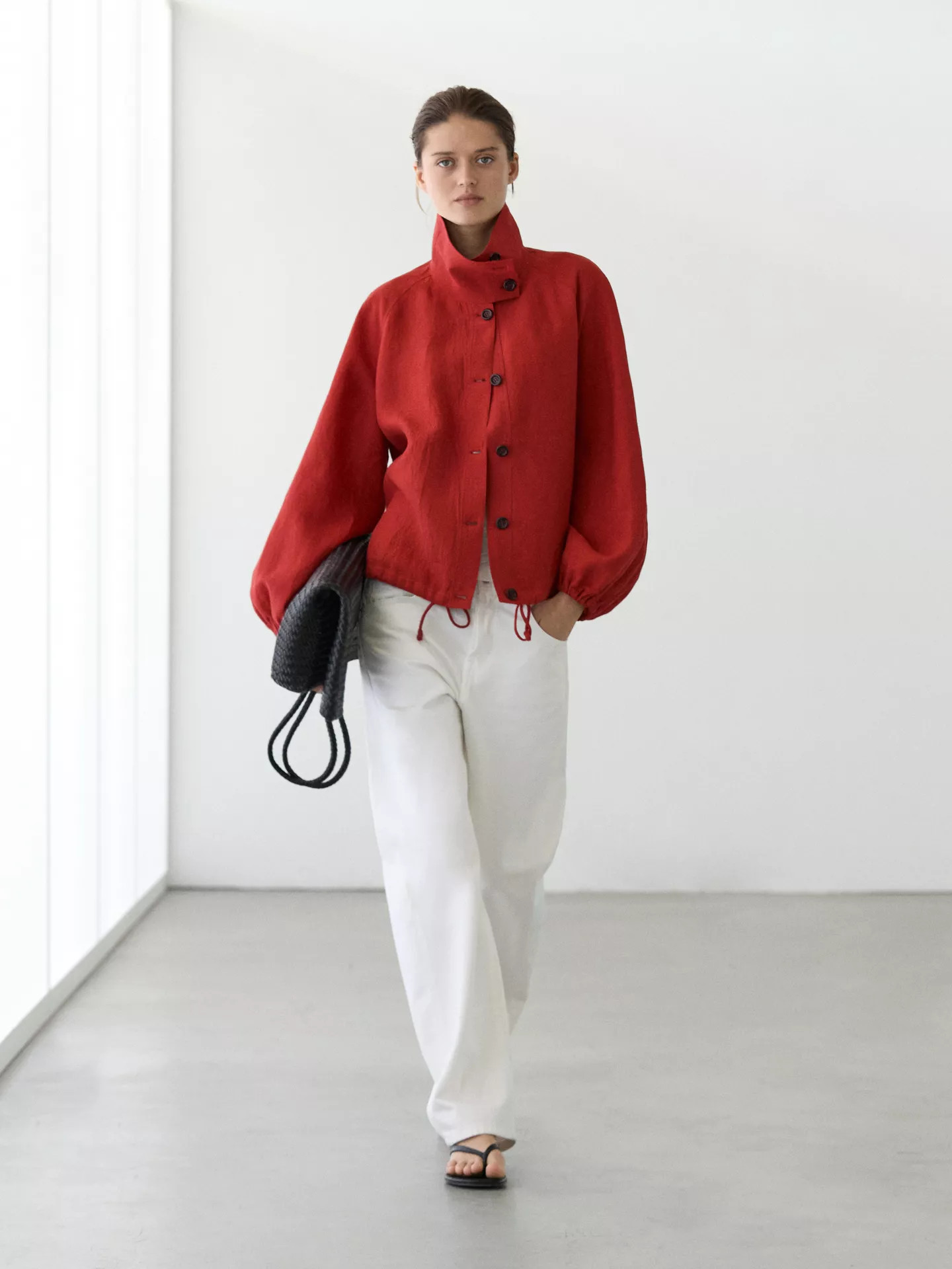 Linen puff bomber jacket | Massimo Dutti US