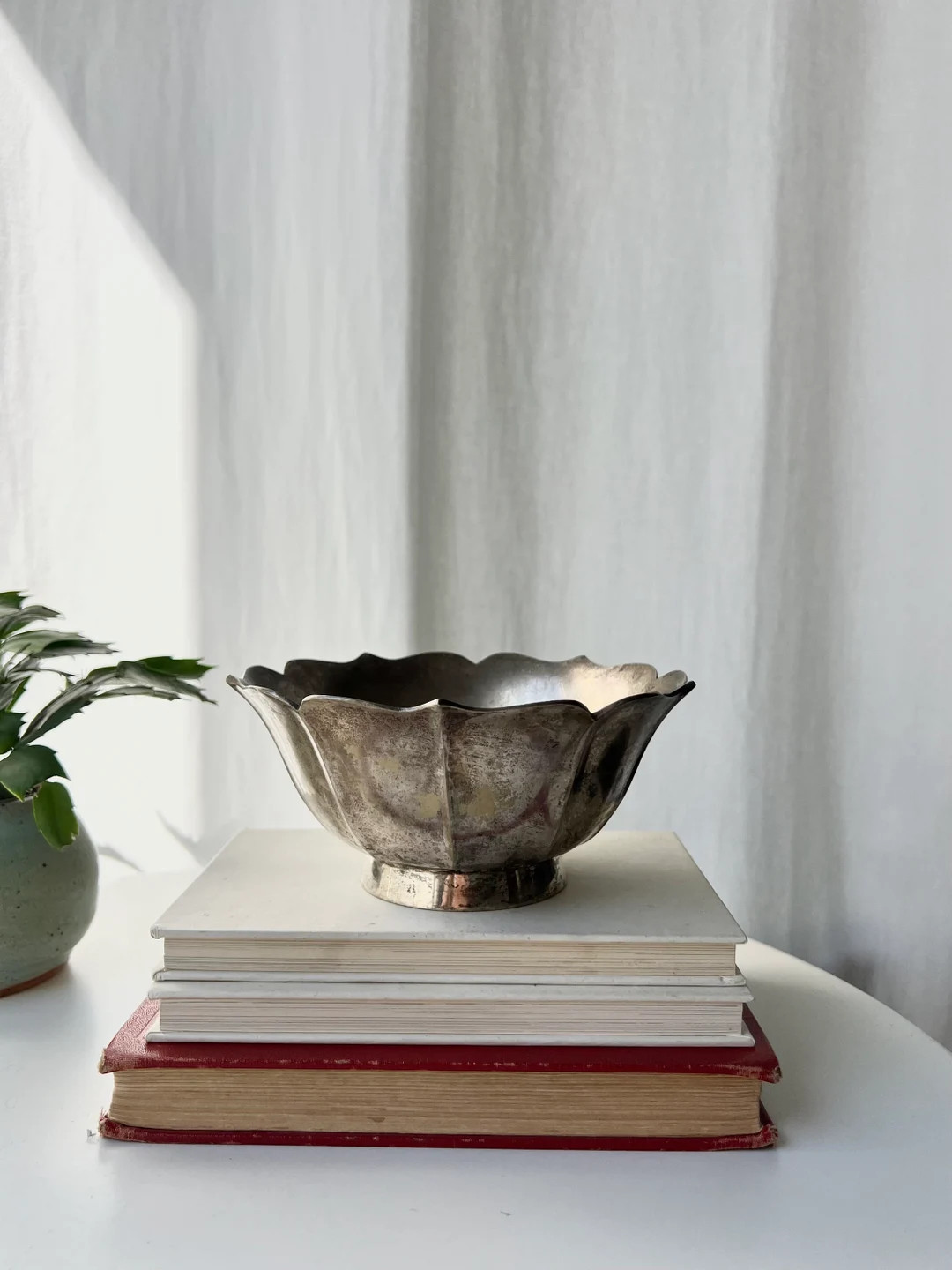 Vintage patina silver scallop bowl | Etsy (US)