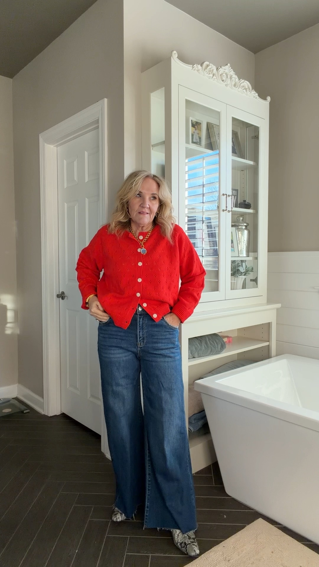 The cutest sweater. Wearing the medium. It does run a little big. 
Jeans size 29 lots of stretch. Very flattering 
Holiday casual outfit 

#LTKOver40 #LTKootd #LTKFindsUnder100

#LTKootd #LTKOver40 #LTKFindsUnder100