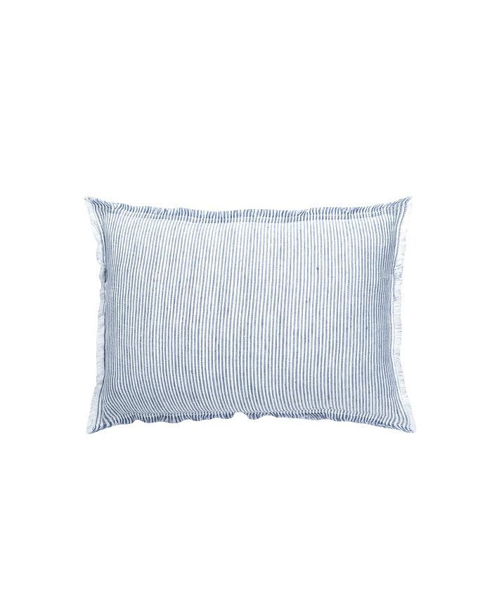 Anaya Home Chambray Blue White Striped So Soft Linen Down Alternative Lumbar Pillow & Reviews - D... | Macys (US)