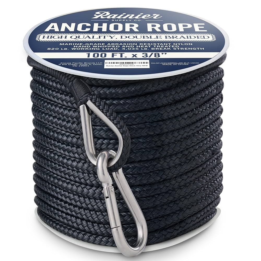 RainierSupplyCo Boat Anchor Rope - Double Braided Marine Rope Anchor Line - 100/150 / 200/300 ft ... | Amazon (US)