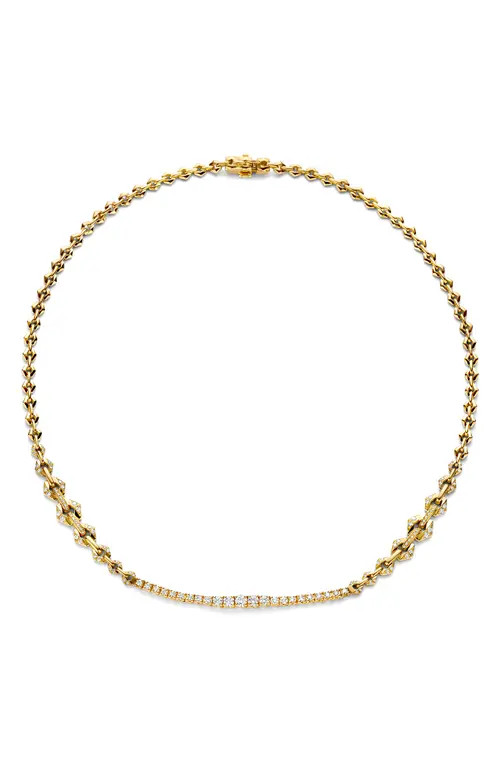 DRIES CRIEL Diamond Bar Chain Necklace in Yellow Gold at Nordstrom | Nordstrom