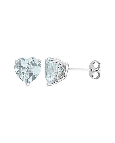 Silver 3.00 ct. tw. Aquamarine Heart Studs | Gilt & Gilt City