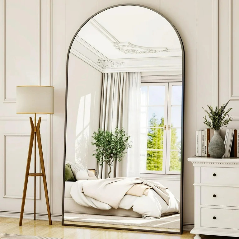 Lumora 78"x 35.2" Arched Large Full Length Mirror Free-Standing Floor Mirrors, Black | Walmart (US)