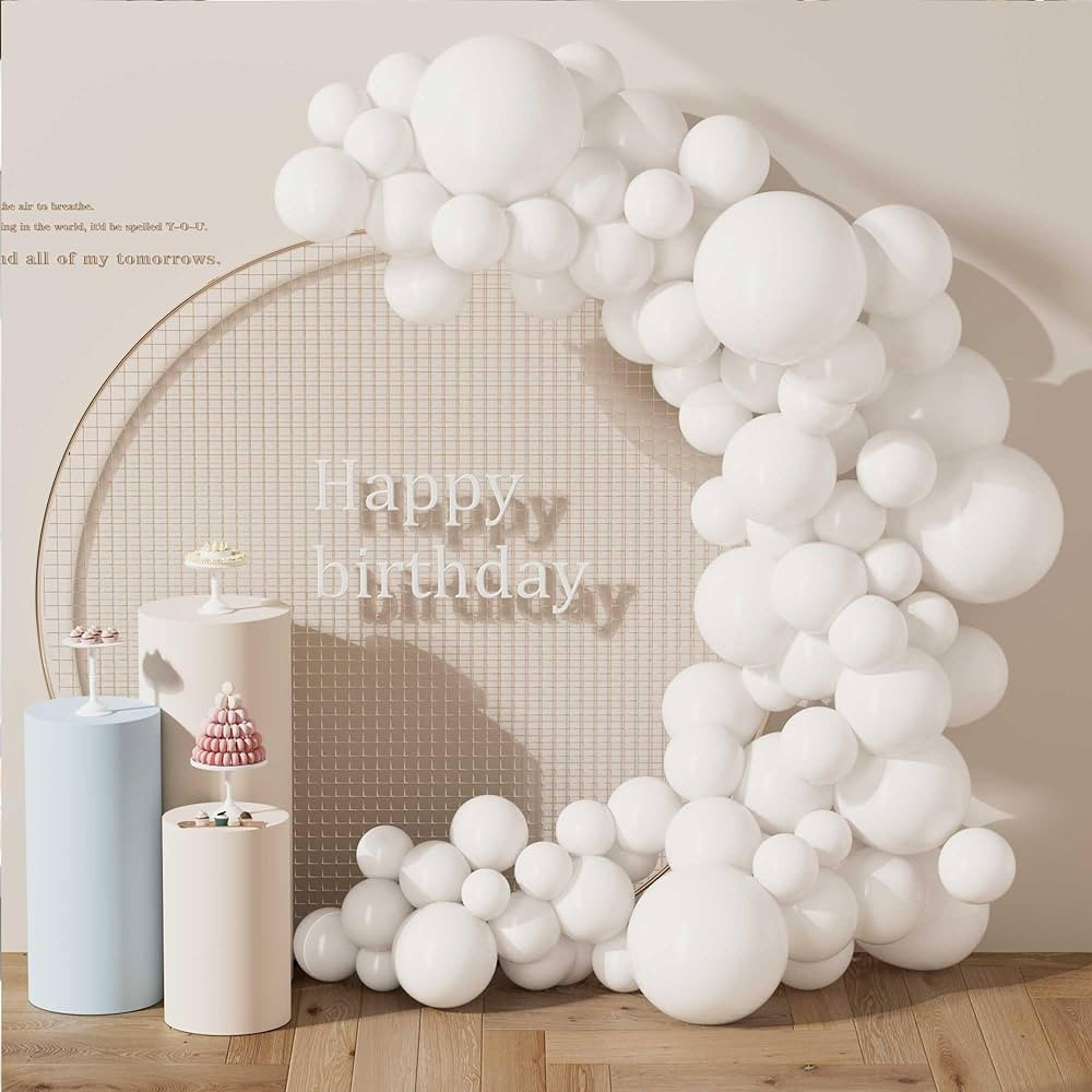 130PCS White Balloons, Latex Balloons Different Sizes 18/12/10/5 Inch, Helium Balloons with Ribbo... | Amazon (US)