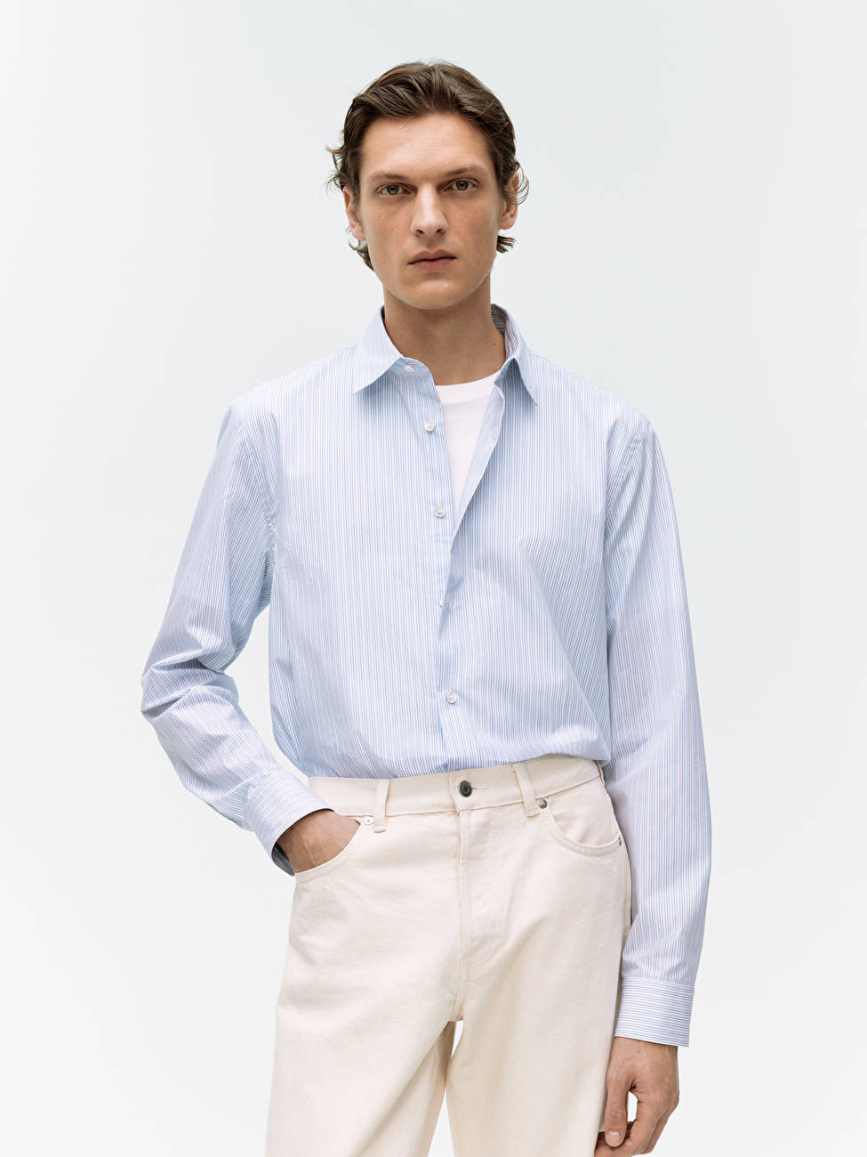 Popeline-Hemd - Blau/Gestreift - Shirts - ARKET DE | ARKET (EU)