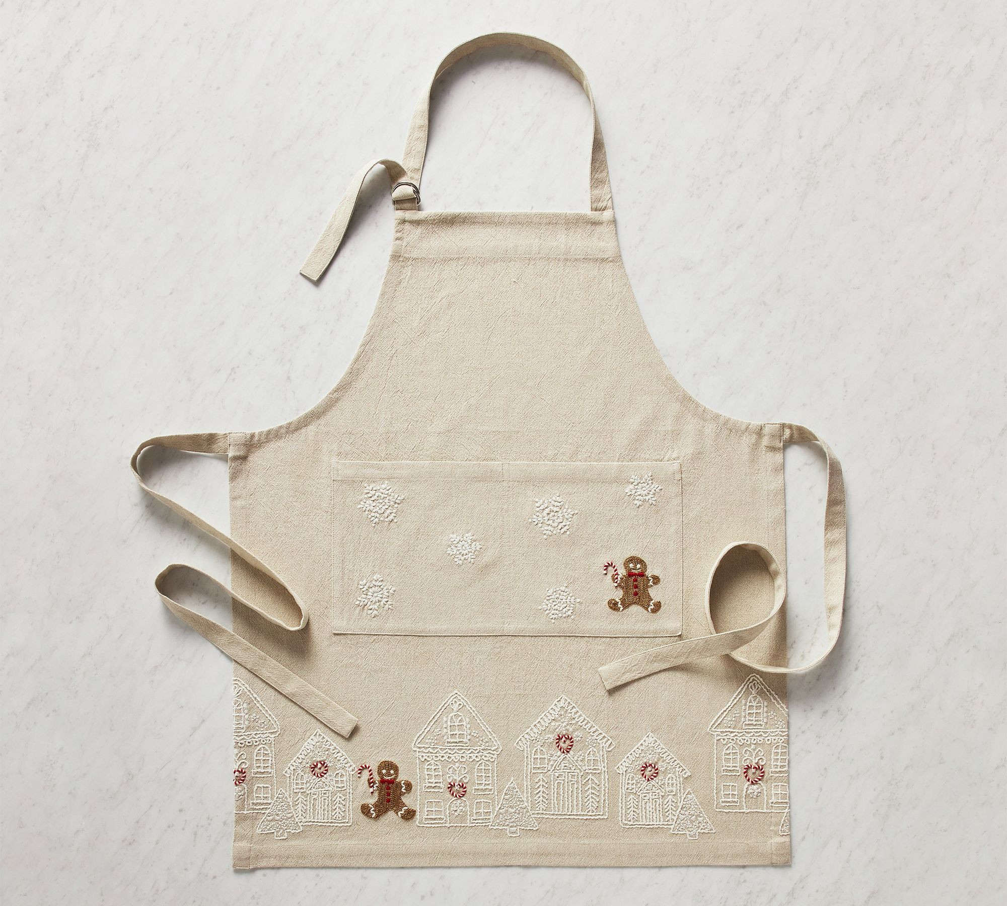 Gingerbread Village Embroidered Adult Apron | Pottery Barn (US)