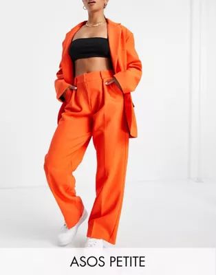 ASOS DESIGN Petite pop boy suit trouser in bright orange | ASOS (Global)