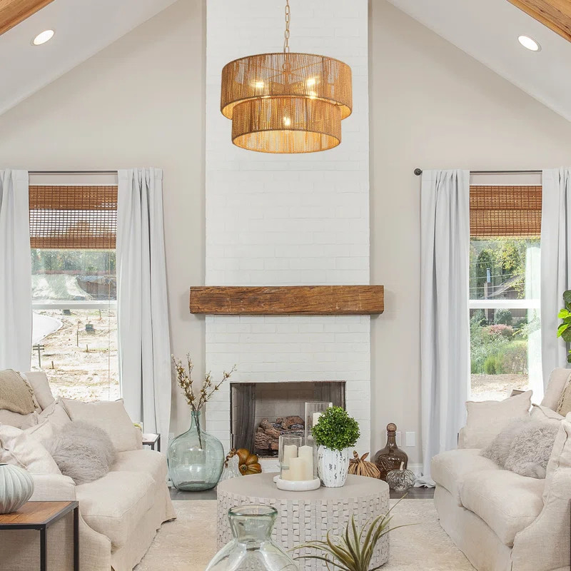 5-Lights Hand-Woven Rattan Pendant Light | Wayfair North America