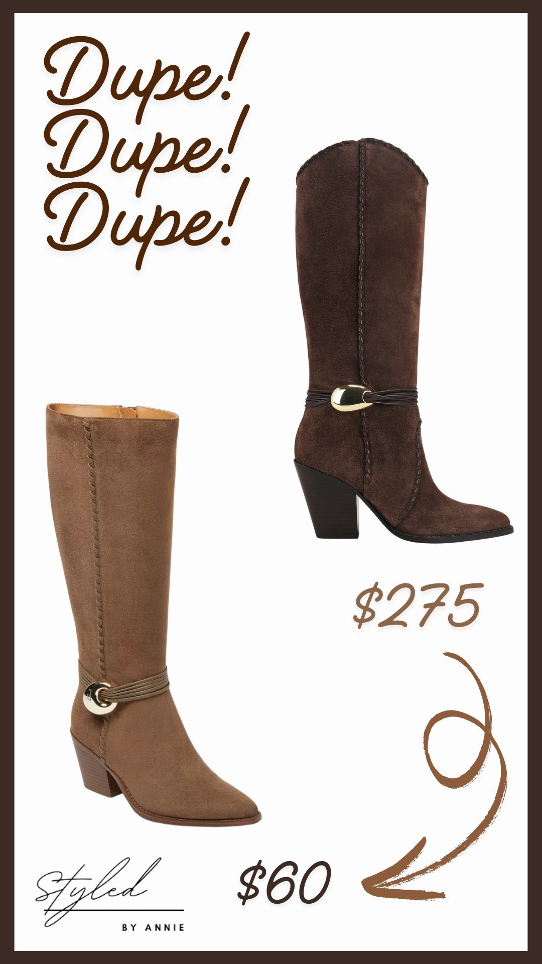 Dupe! Dupe! Dupe!

Shop these adorable fall boots on a budget!!

#dolcevita #fallboots #fallfootwear #boots #under100 

#LTKFindsUnder100 #LTKSeasonal #LTKShoeCrush