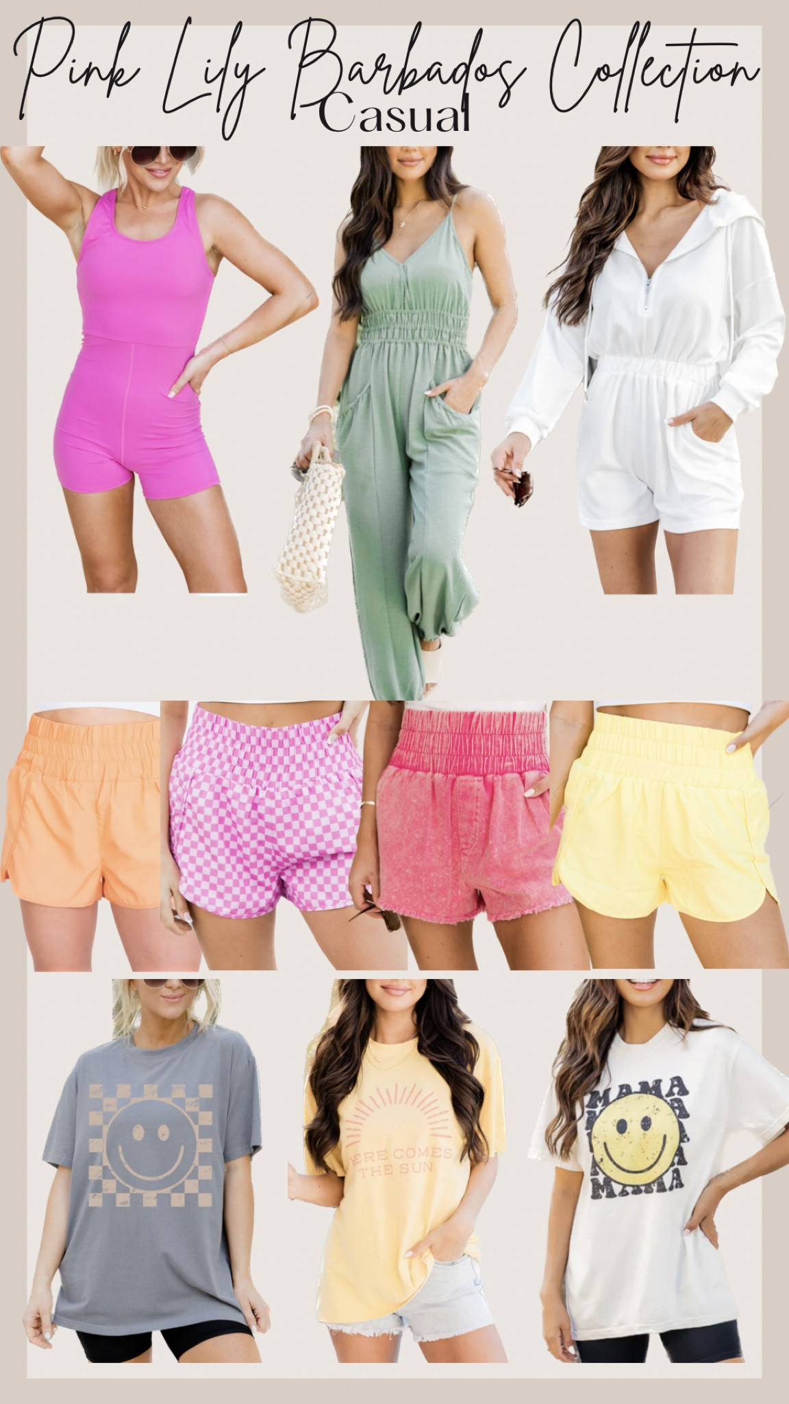 Pink Lily Barbados Collection casual finds!

Casual day | summer finds | spring break finds | athletic shorts | graphic tshirts | rompers | athletic romper 

#LTKSeasonal #LTKstyletip #LTKFind