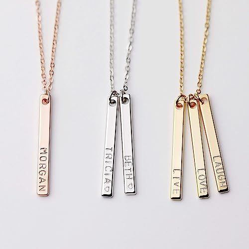 Layered Name Necklace Personalized Multiple Vertical Bar Necklace Birthday Gifts Mother's Day Gif... | Amazon (US)