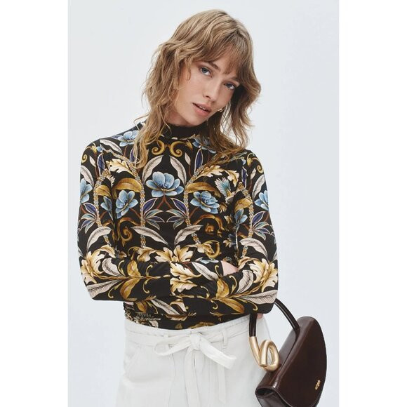 R-156. FARM Rio Snake Garden Jersey Blouse | Poshmark
